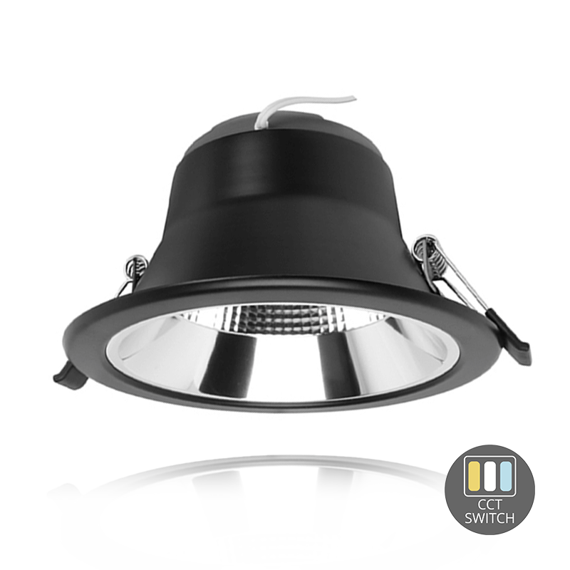 LED Downlight Reflector - Tri Color - 12 Watt - Zaagmaat Ø120MM - Ø140MM - Zwart - Outledtl.nl